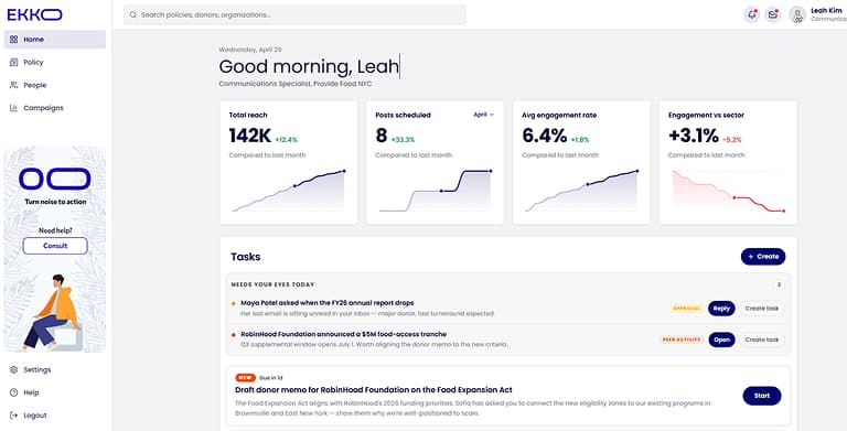 Ekko dashboard