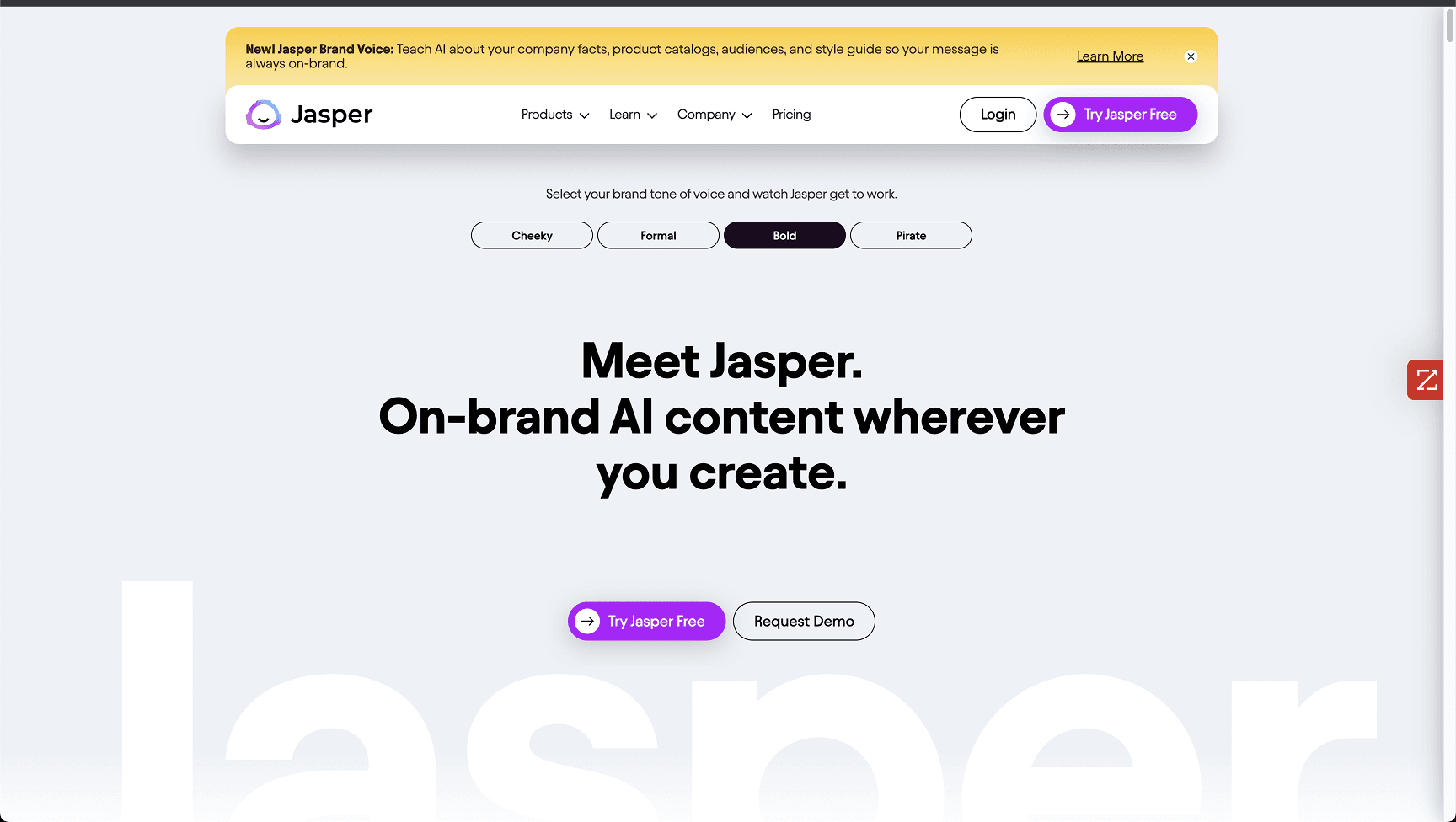 Jasper AI marketing landing page